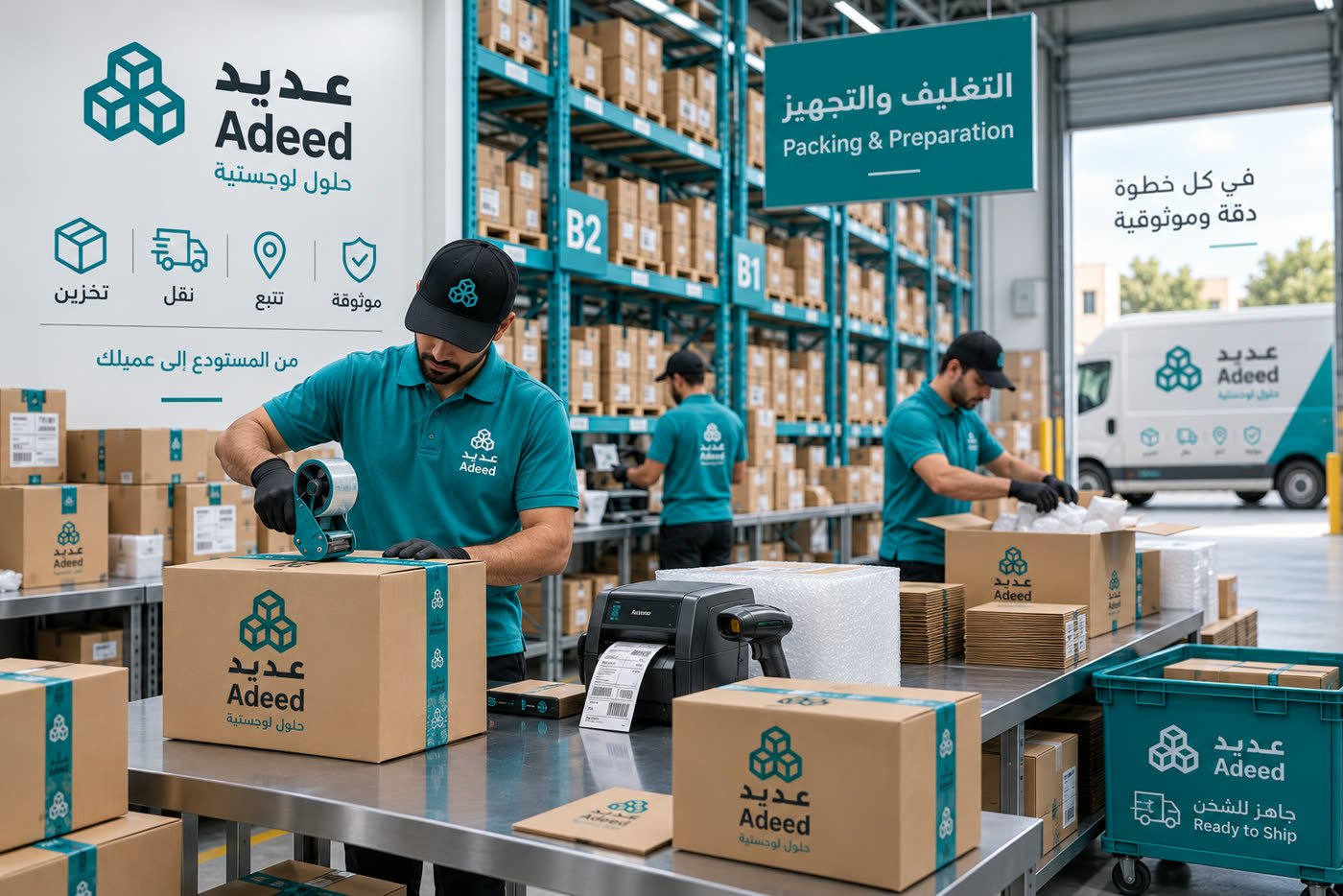 تجهيز وتغليف الطلبات بهوية عديد